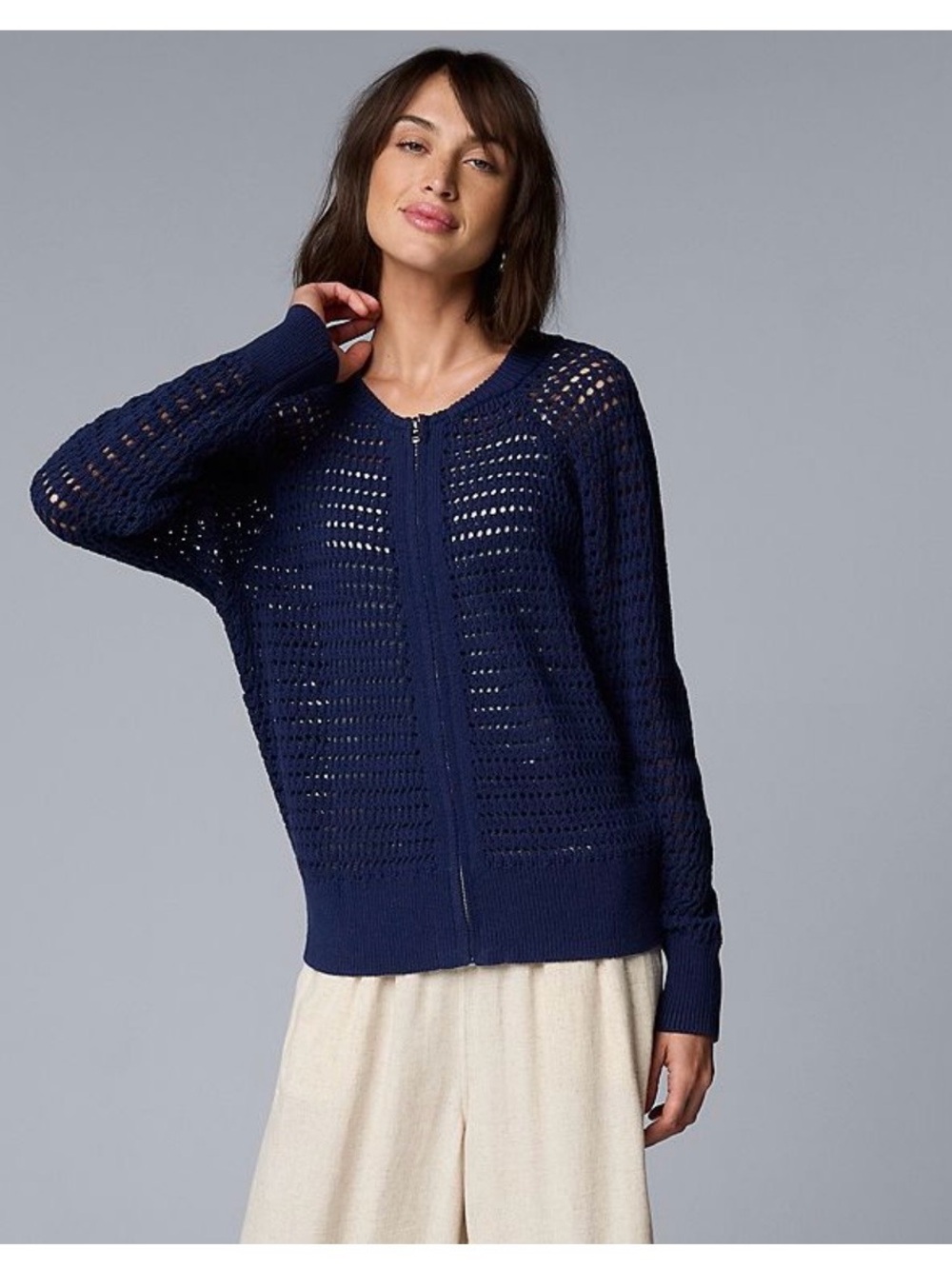 Simply Vera Vera Wang zip-up knitted sweater NWT PTP 21-25/L 25